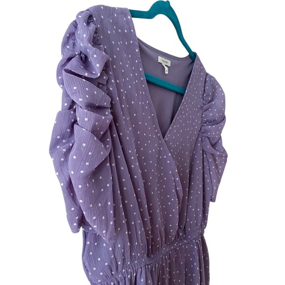 Maurices Women's Polka Dot Mesh Ruched Sleeve Peplum Blouse Size Medium - Picture 4 of 7